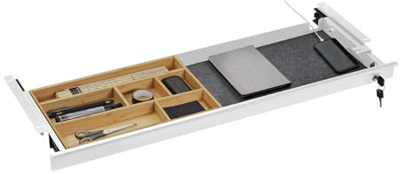 CAVO Dokumentlåda låsbar 850 x 265 x 45 mm vit med bambuinsats Kontorslåda