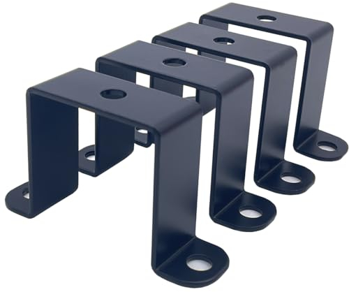 4 PCS 2x2 Square Tube Strap Clamps, 2 inch pipe strap, metal u clamp bracket for mounting,Powder Coated Black