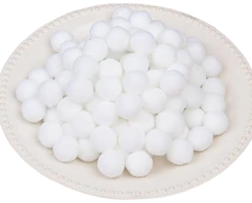 200 Stück Pompons zum Basteln, Weiß Pompoms, 20 mm Klein Flauschige Pompom Bälle für DIY Kreative Handwerk Dekoration (Weiß-2 cm)