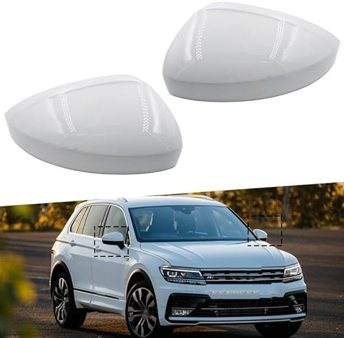 ZHOUFUDA 2 Stücke Auto Spiegelkappen, für VW Tiguan 2017 2018 2019 2020 Ersatzauto Rückseite Spiegel Kappe Außen Abdeckung Flügel Rückspiegelgehäuse Spiegelkappen Zubehör,B/Glossy-Black