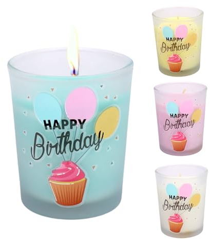Bolosa Duftkerzen im Glas Windspielduft Geburtstagskerzen, Duftkerze Happy Birthday, Geburtstagsgeschenk für Frauen, Kerze mit Spruch, 150g Duftkerzen Geburtstag, Geschenk Geburtstag Frau