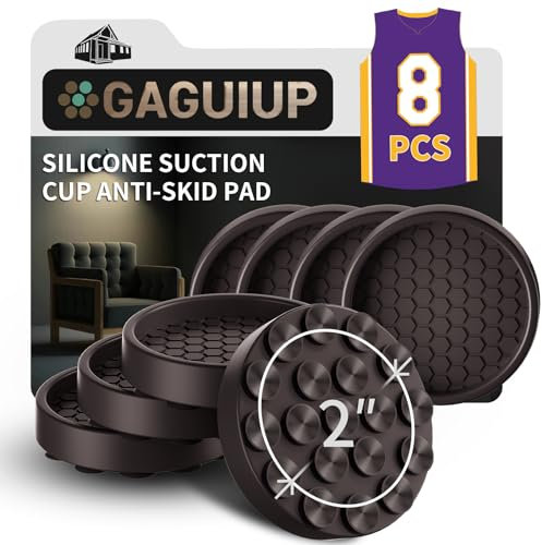 GAGUIUP Lot de 8 dessous de verre antidérapants pour canapé et lit, anti-rayures, pieds en caoutchouc pour meubles