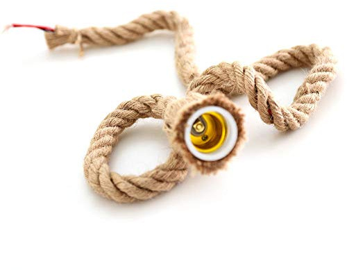 E27 Lampenfassung mit Kabel, E27 Fassung mit Netzkabel, DIY Vintage-Hanf, für E27 Glühbirne, Hängelampe, Pendelleuchte, Deko (1 Kopf, 1,5m)
