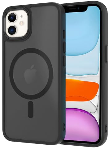 AOMYKE für iPhone 11 Hülle Magnetisch, Handyhülle für iPhone 11 kompatibel mit Magsafe Transluzente Matte Anti-Fingerabdruck Kratzfeste PC Rückseite + TPU Bumper - Schwarz