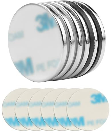 6 Stück 30x3 mm Neodym Magnete,Runde Selbstklebende Powermagnete,Magnete Stark Selbstklebend,Mini Klebemagnete,Tragfähig 8Kg Scheibenmagnet mit 6 Selbstklebende,für Whiteboard,Kühlschrank,Basteln
