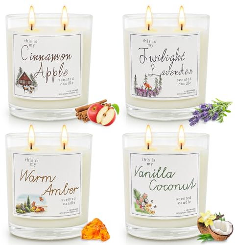 Amorxiao Duftkerzen Geschenkset für Damen 4St Natürliches Sojawachs Aromatherapie Groß Kerzen, 2 Docht Jar Kerze 4 * 320g, Tragbare Reisekerzen Kerzen Aroma für Muttertag, Weihnachten, Geburtstag