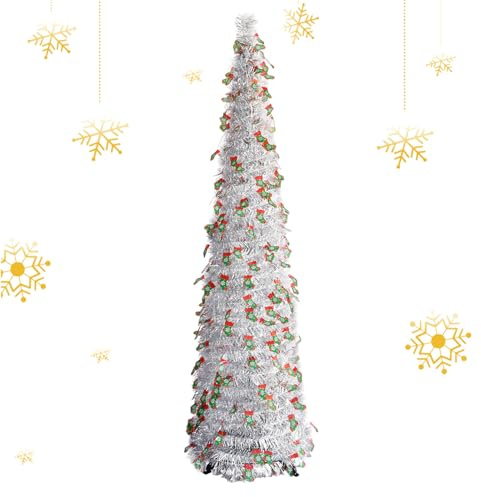 Árbol de Navidad extensible, árbol de Navidad espumillón | Árbol de Navidad desplegable reutilizable con fácil montaje | Multifuncional Holidays Home Lápices Árbol de Navidad para el dormitorio en Kla
