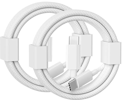 Cavo USB C a USB C per iPhone 16/15, cavo di ricarica [2 pezzi da 2 m), cavo USB C intrecciato, compatibile con iPhone 16/15 Plus, 15/16 Pro max, nuovo iPhone 16E, nuovo IPad Air 6, AirPods 4/AirPods