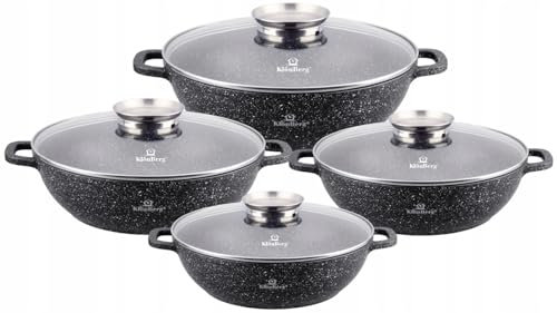 KlönBerg Lot de 8 casseroles 1,7/2,6/3,9/4,8 l, antiadhésives, avec couvercle, pour induction KB4053