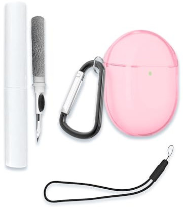 Case Cover for Google Pixel Buds Pro 2 - Wireless Earbuds with Active Noise Cancellation,Clear Soft TPU Protective Cover with Keychain and Cleaner Kit for Women Men Shockproof Skin,Transparent Pink.