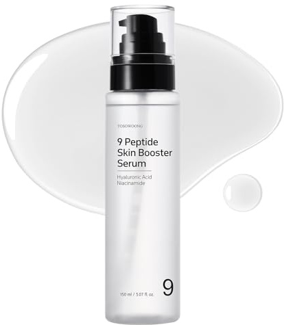 TOSOWOONG 9 Peptide Skin Booster Serum, Niacinamide & Hyaluronic Acid Facial Essence, Lightweight Korean Skincare for All Skin Types, Paraben Free, 150ml, 5.07 fl.oz.