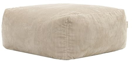 Icon Zen Sitzsack Hocker, Modular Sofa für Erwachsene, Beige, Flauschiger Cordstoff, Ecksofa, Bequemer Bean Bag Sofa mit Schaumstoff Füllung, Relaxsessel, Lounge, Wohnzimmer Möbel