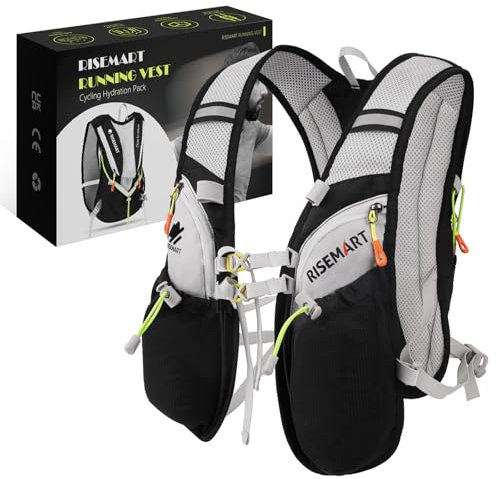 RISEMART Laufweste für Damen und Herren,Trinkrucksack Laufweste, Laufen Verstellbare Brustgurte Ultraleicht Laufrucksack für Marathon, Joggen, Radfahren, Camping, Wandern