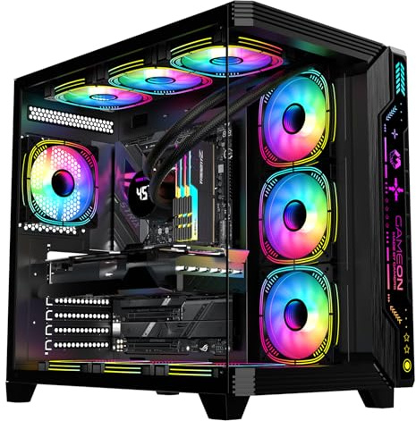 GAMEON Pulse-M Gaming PC Case – ATX/M-ATX/ITX Support, Tempered Glass, ARGB+PWM Lighting, Pre-Installed 7 Fans, 360mm Water Cooling Ready