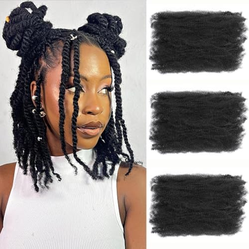 Afro Kinky Curl Braiding Bulk Hair, Marley Twist, Haarverlängerung für Dreadlock und Mini Repair Locs (1B#, 40,6 cm)