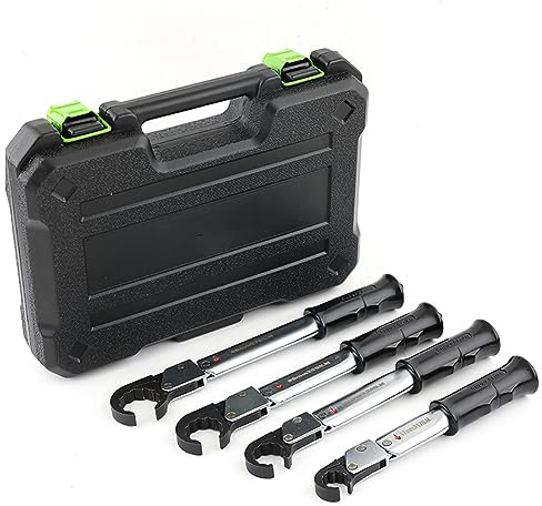 Lot de 4 clés dynamométriques à cliquet – Haute précision extrémité ouverte réglable 1/4 3/8 1/2 18-75 Nm pour outils de réparation de climatiseur