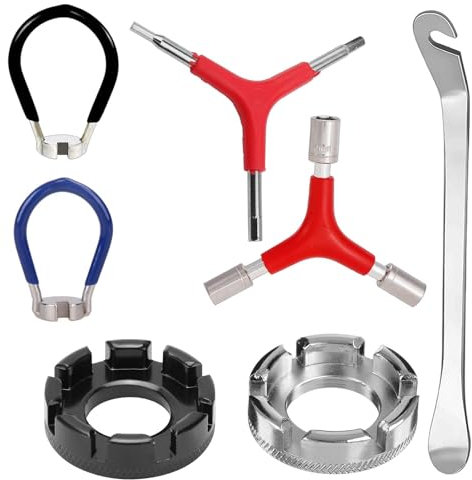 MOAZIFI Speichenschlüssel Fahrrad 7-teiliges Set, Speichenspanner mit Gummigriff und Reifenheber - Universalwerkzeug für Mountainbikes Rennräder E-Bikes