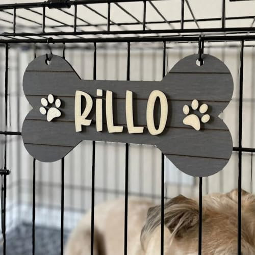 Hundeknochen-Kistenschild mit individuellem Namen, personalisierbar, Basiskistenschild, Heimdekoration, Geschenk für Tierliebhaber (22 x 9,53 cm)