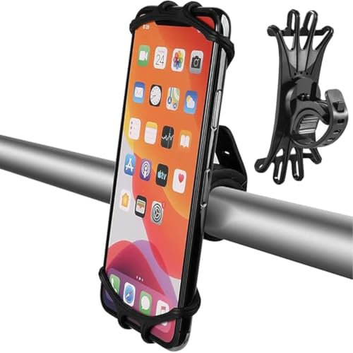 GGUFAY Fahrrad Handyhalterung, Universal Motorrad & Fahrradhalter, 360° Drehbarer Silikon Handyhalter,Abnehmbarer Fahrrad & Rennrad-Lenker-Telefonhalter für 4,5-7,0 Zoll Smartphone,Schwarz