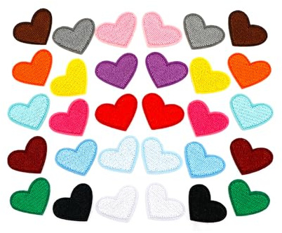 60 toppe termoadesive a forma di cuore da applicare con ferro da stiro per bambini, mini toppe ricamate, per adulti, per cappelli, giacche, jeans, zaini, decorazioni fai da te