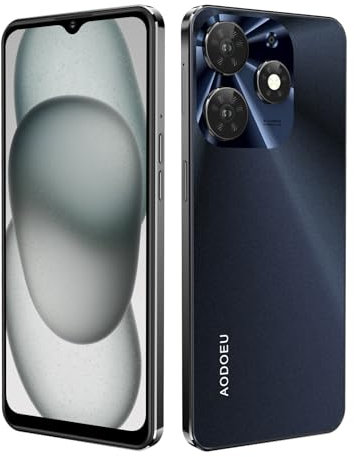Téléphone Portable Débloqué 4G, 4Go+64Go Android 12 Waterdrop 6,56, 8MP+16MP, Chargement Rapide Smartphone Pas Cher, 3 Slot-Dual SIM Telephone Portable Pas Cher WiFi/GPS/OTG/Type C-Noir