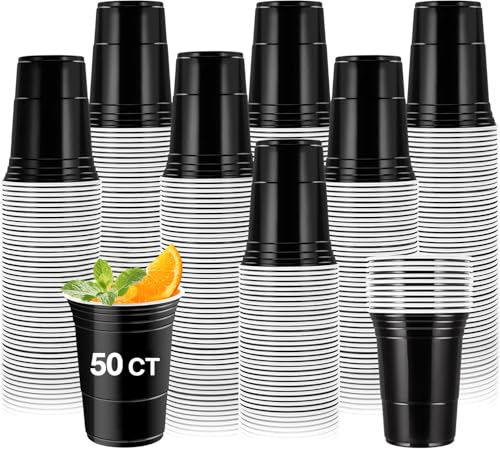 Tczecoo 50 bicchieri neri per feste, bicchieri in plastica da 473 ml