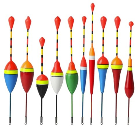 10Pcs Assorted Weight Foam Fishing Floats & Bobbers Set (0.6 0.8 1.2 2.5 3.0 4.5g),Colourful Coarse Fishing Tackle Accessory for Carp,Trout,Bass in Freshwater & Saltwater,Floats and Fishing Spools
