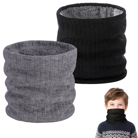 CIYIN Braga Cuello Niño, 2 Piezas Bufandas para Niño, Braga Cuello Invierno, Bufanda Tubular Niño, Bufanda Algodón, Resistente al viento y cálido, para Niños y Niñas