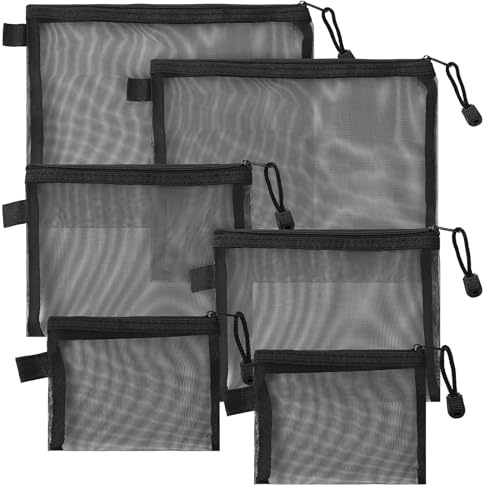 LXUEJIE 6 Stück Mesh Reißverschluss Beutel, 3 Größen Taschen Organizer Aufbewahrungstasche Klein Mini Makeup Organizer Tragbar Reise Tasche Stifttasche für Kosmetika und Reiseutensilien
