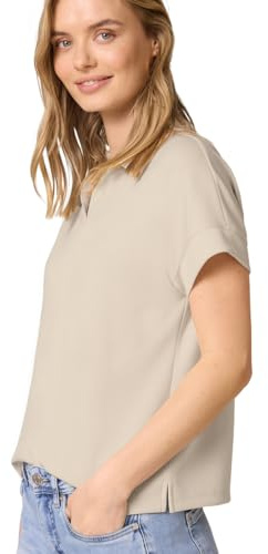 Street One Damen Kurzarm Poloshirt mit Rippdetail