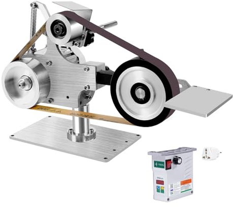 OUBUBY Band-Tellerschleifer 550W 220V Bandschleifmaschine mit Bürstenlosem Motor 762×25 mm Schleifmaschine 30m/s Bandgeschwindigkeit Multifunktion Tellerschleifer Bandschleifer Schleifgerät