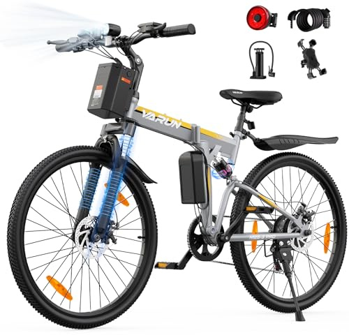 VARUN E Bike, 26 E-Bike Herren Damen mit Vollfederung, 48V Lithium-Akku, 250W Motor, 25KM/H, 7-Gang E-Mouantainbike mit 4 Modi, Ebike Klapprad Elektrofahrrad für Erwachsene, EU-Konformes
