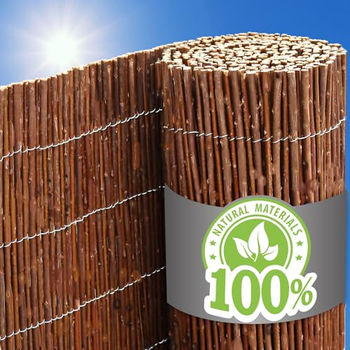 UrFence Balkon Sichtschutz Weide 120x300 cm - Gartenzaun Weidenzaun - Balkonverkleidung Wetterfest - Sichtschutzmatte Holz - Sonnenschutz Sichtschutzzaun Garten Terrasse Weidenmatte Rollzaun Holzzaun