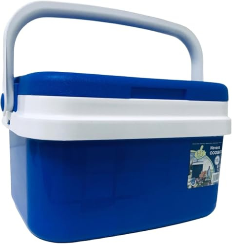 Nevera Portátil Térmica, Azul y Blanco, Polipropileno, Ideal para Actividades al Aire Libre en el Jardín, Camping, Barbacoas, Picnic, Playa, Gran Capacidad (10 litros)