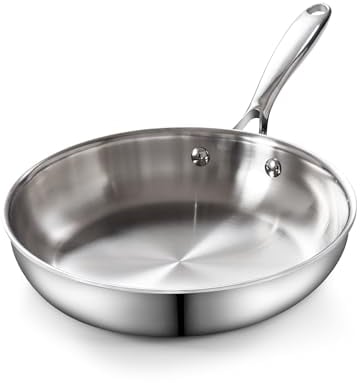 Cooks Standard Frying Pan Stainless Steel, 8-Inch Multi-Ply Clad Wok Stir Fry Pan Kitchen Skillet, Silver