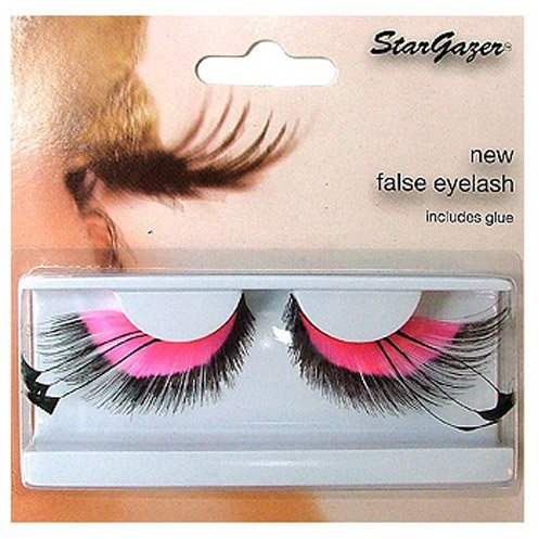 Halloween Stargazer Reusable False Eyelashes - Pink & Black Feather #53 by Stargazer