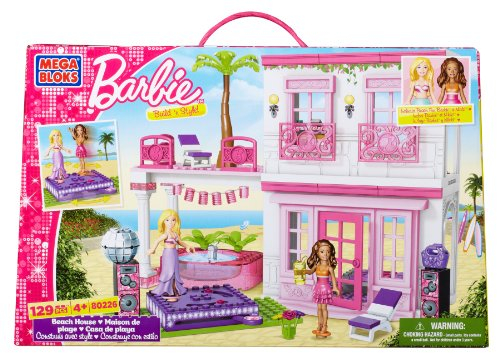 Mega Bloks 80226U - Barbie e La Casa dei Party in Spiaggia, 129 Pezzi