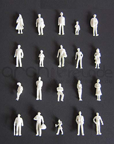 100x Modell Figuren-Menschen Weiß Unbemalt 1:100 für Modellbau Spur TT
