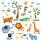 Decowall DW-1206 Wilde Tiere des Dschungels Wandsticker Wandaufkleber Wandtattoo Kinderzimmer