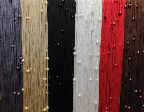 Ians Emporium Pewter Grey STRING CURTAIN with BEADS Door Curtain Decoration 90cm Wide x 229cm drop