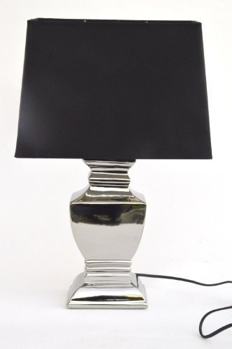 DRULINE Lampe Tischlampe Flach Tischleuchte Silber Schwarz Lampe eckig