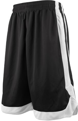 TopTie Herren Sport Shorts, Basketball Trainingsshorts Kurze Sporthose mit Taschen-Schwarz-XXL