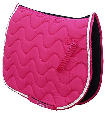 Rhinegold Gepolsterte Satteldecke, wellenförmig gesteppt, für Pferd oder Pony, verschiedene Farben und Größen, himbeere