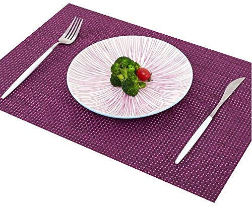Addfun®Tischsets, Prämie Waschbar Hoch Qualität rutschfest Isolierung PVC Tischsets für Esstisch(Lila, 4er Set)
