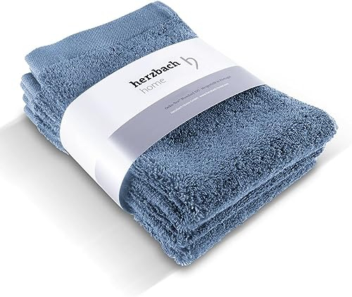 herzbach home Gästehandtuch 3er Set 30 x 50 cm (Graublau) – Hochwertige, weiche & saugstarke Gäste-Handtücher in Premium-Qualität – 100% natürliche Baumwolle