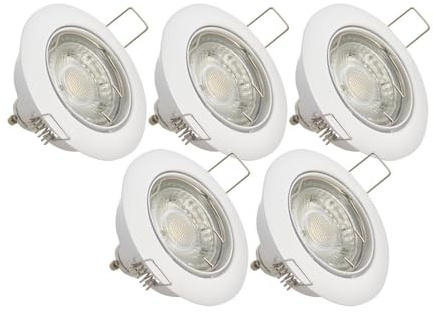 Xanlite PACK5SP50ABCW Lumineux Lampe encastrable Plafond-Lot de 5 Spots encastrés Ampoules LED GU10 incluses-Blanc Neutre-PACK5SP50ABCW 50 W