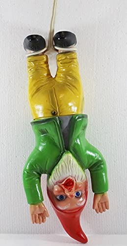 RAKSO Gartenzwerg Deko Garten Figur Zwerg Bungee Springer am Seil hängend Höhe 41 cm ohne Seil aus Kunststoff
