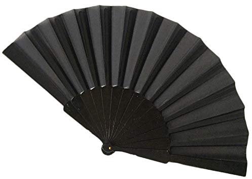 WS UK Fabric Handheld Folding Fan [Black]