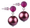 Adi Modeschmuck Polaris Ohrring 'Jasmine', ein 8mm Polaris Ohrstecker kombiniert mit einer farblich abgestimmten 14mm Metallicperle, handgefertigt in Berlin (Brombeer mit Rot metallic)