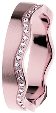 Ernstes Design Evia Ring R555 Edelstahl rosé beschichtet matt 5mm mit Zirkonia (56 (17.8))